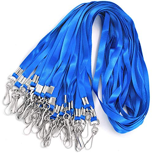 Bird Fiy Bulk Blue Lanyards for Id Badges Nylon Neck Flat Lanyard for ID Name Badge Holder/Name Tag