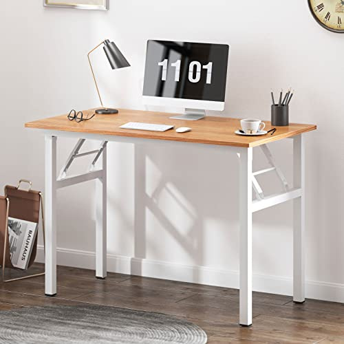 SogesHome Klapptisch Computertisch 100 x 60 x 75 cm PC Schreibtisch Büroarbeitsplatz für Home Office Verwendung Schreibtisch, Esstisch Konferenztisch,Teak & Weiss, AC5BW-100-SH