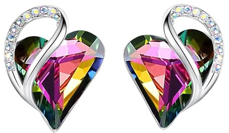 Leafael Festa della Mamma Orecchini Donna Cuore Infinity Love con Pietra dei Desideri e Cristalli Portafortuna Gioielli Anallergici Argento o Oro Rosa con Scatola Regalo