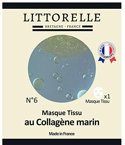 Littorelle – Masque Visage N°6 Sérum Hydratant au Collagène et Vitamine E – Made in France – Anti-Age et Hydratant – Soin Anti-Rides – Masque Tissu Tous Types de Peaux