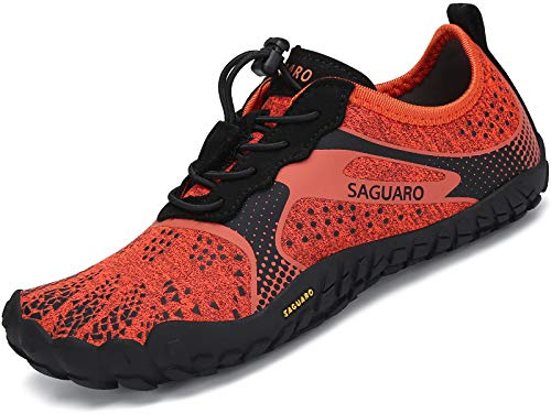 Zapatilla Minimalista de Barefoot Trail Running Niño Niña Exterior Interior Zapatillas de Deporte, Naranja, Gr.30