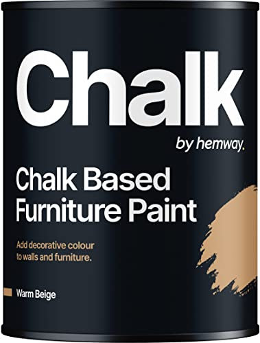Chalk Based Furniture Paint, Warm Beige 1L, Matt Finish Shabby Chic, Chalk Paint Furniture & Walls, Quick Dry & 1 Coat, Hemway