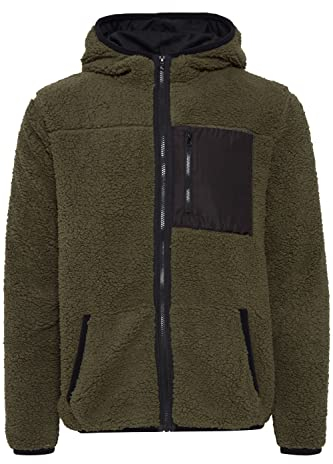 !Solid SDLuka Fleecejacke Herren Übergangsjacke Fleece Jacke mit Teddy Fell mit Kapuze Regular Fit Brusttasche Regular fit, Größe:XL, Farbe:Ivy Green (190512)