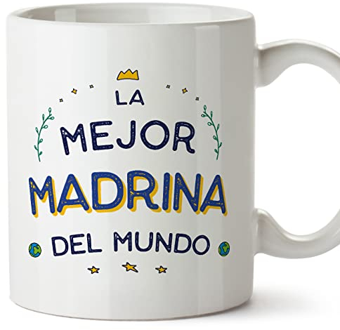 MUGFFINS Tazas para MADRINA - En Español - El Mejor del Mundo - 11 oz / 330 ml - Regalo original y divertido
