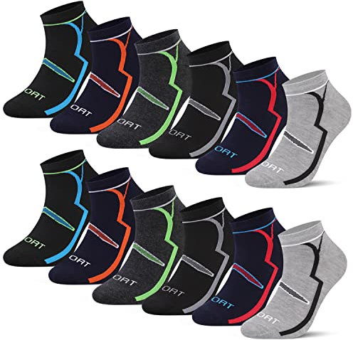 L&K 12 Paar Herren Sneaker Sport Socken kurze Socken Sommer Füßlinge aus Baumwolle antibakteriell 2302 43-46