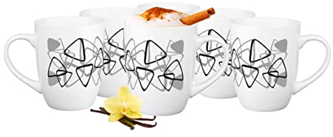 Glasmark Krosno Set De Tazas De Porcelana 6X300 Ml Taza Para Beber Taza De Café Taza De Té Taza De Jugo Blanco