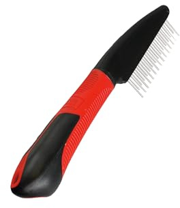 Karlie Peigne de toilettage à dents rotatives en caoutchouc pour chien Rouge/noir 21 x 5 cm