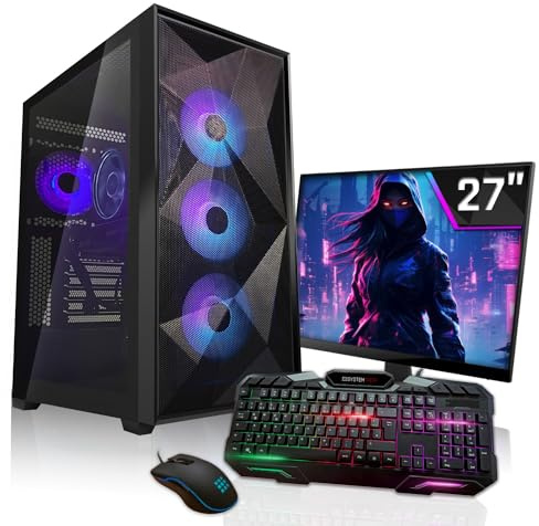 SYSTEMTREFF Gaming Komplett PC Set AMD Ryzen 7 7800X3D 8x5GHz | Nvidia RTX 5090 32GB | 2TB M.2 NVMe | 32GB DDR5 RAM | Windows 11 | 27 TFT Monitor | Desktop Paket Computer für Gamer, Gaming