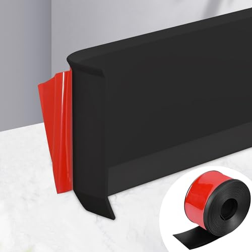Plinthe Adhesive en PVC, Plinthe Souple Autoadhésive 5m, Plinthe Décorative Noir, 10cm de Large, Plinthe Autoadhésive Convient pour Cuisines, Salles de Bains et Salons