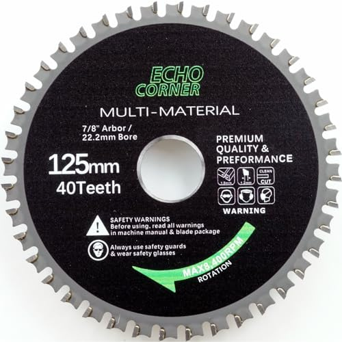 Echo Corner Disque à tronçonner pour bois, 125 mm, pour meuleuse d'angle, carbure 40 dents, alésage 22.23