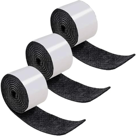 EIYVPRA 3 Rollos 100 * 2cm Almohadillas de Fieltro Autoadhesivo, Tiras Resistentes para sillas y pies de Muebles, Protector Muebles Antideslizante, Resistente a los Arañazos, Negro