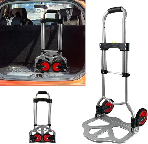 SAILUN Folding Hand Truck Heavy Duty Foldable Trolley On Wheels Sack Truck 60KG Load Capacity With Extendable Handle for Deliveries, Removals, Transport, Camping