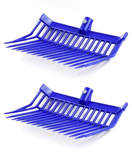 Ycagrain Tête de Rechange pour Fourche à Fumier, Tête de Fourche, Râteau à Fumier de Cheval, pour Ramasser le Fumier, Élimination Stable des Déchets, Installation Facile, Facile à Utiliser, Bleu 2 Piè