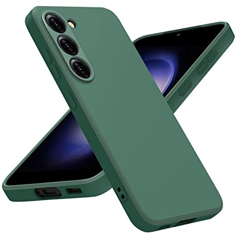YLK Coque Compatible avec Samsung Galaxy S23 5G, Coque de Protection Intégrale en Silicone avec Doublure en Microfibre pour Samsung Galaxy S23 5G (Vert Foncé)