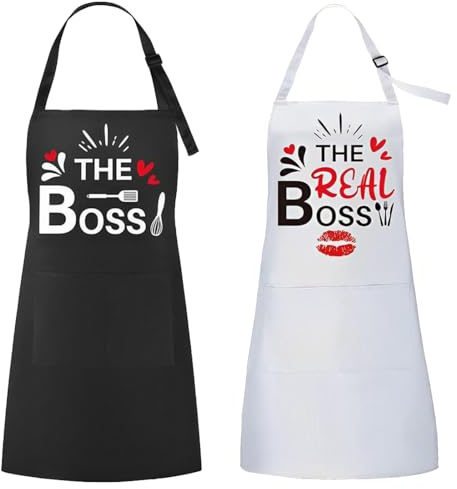 NJCXOLA Pack de 2 delantales de cocina Mr. & Mrs, delantal Mr and Mrs, delantal de cocina para parejas, regalos de boda para recién casados, para, aniversario, día de San Valentín para recién casados