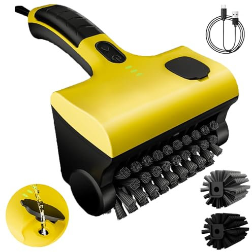 Brosse de nettoyage électrique sans fil avec 2 têtes - Rotation à 360° - Avec batterie de 2600 mAh - Avec fonction de pulvérisation d'eau - Pour barbecue, salle de bain, cuisine