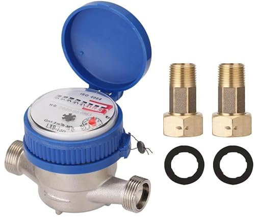 Medidor de Agua Para Jardín de 1/2 Pulgadas, Contador de Agua, Water Meter Contador de Agua Para Jardín con Tapa Protectora, Contador de Agua de Una Sola Boquilla