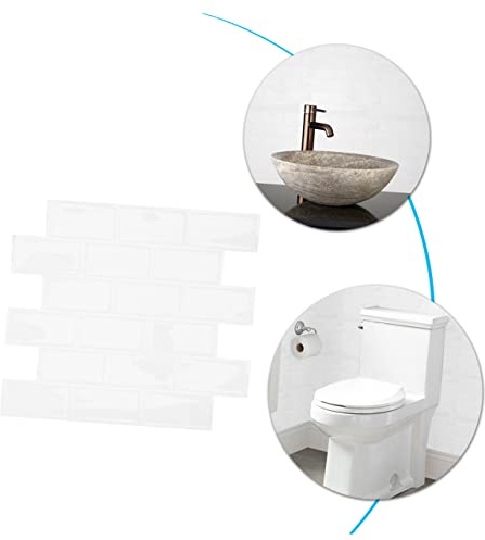 HAMPPLIES Azulejos de Pared Adhesivos Impermeables para Cocina Vinilo Autoadhesivo para Salpicaderos de Pelar y Pegar Blanco para Baños y Habitaciones