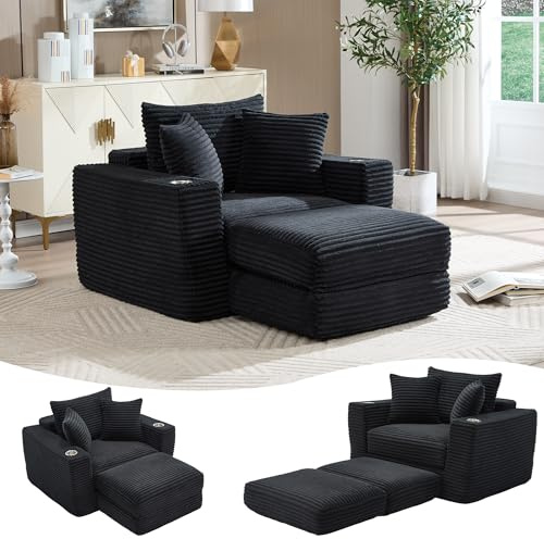 sofabedintheroom Boneless Chaise Lounge Chair Indoor, All-Foam Convertible Lounge Chair with No Frame, Wide Reclining Floor Lounger for Reading, Napping & Relaxation, No Assembly Needed (Black)