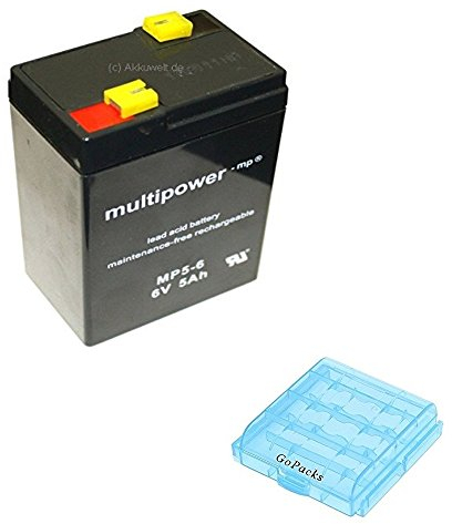 Multipower MP5-6/ Blei Gel Akku Batterie 6V / 5Ah / MP5-6 Faston 4,8 mm/ hohe Zyklenfestigkeit/ Bleigel
