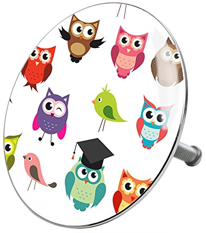 Sanilo Badewannenstöpsel Owl, Stöpsel für die Badewannen deckt den kompletten Abflussbereich ab, universal mit Motiv
