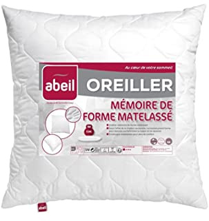 ABEIL Oreiller a mémoire de Forme matelassé 60x60 cm Blanc