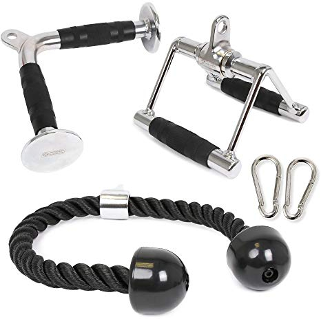 POWER GUIDANCE Trizeps-Kabelzug nach unten drücken, Gewicht Maschinenzubehör (V Handle + Triceps Rope + V-Shaped Bar)