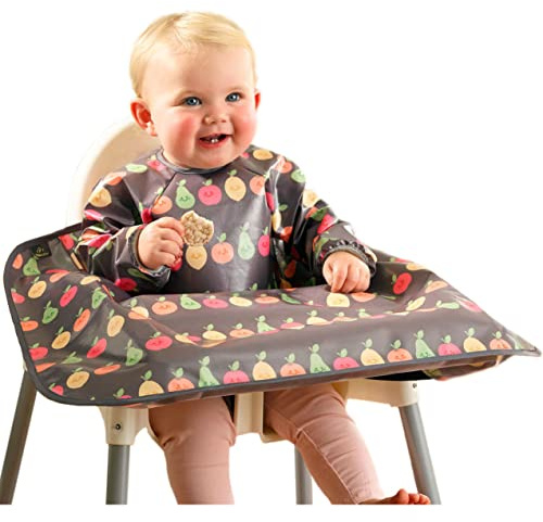 Bibetta Wipeezee Premium Weaning Bibs With Sleeves For 6 month+, Waterproof Coverall Bibs for Baby, Toddler, Boy, Girl | UK Design Eco Friendly & Durable Wipeable Bib for Highchair Feeding