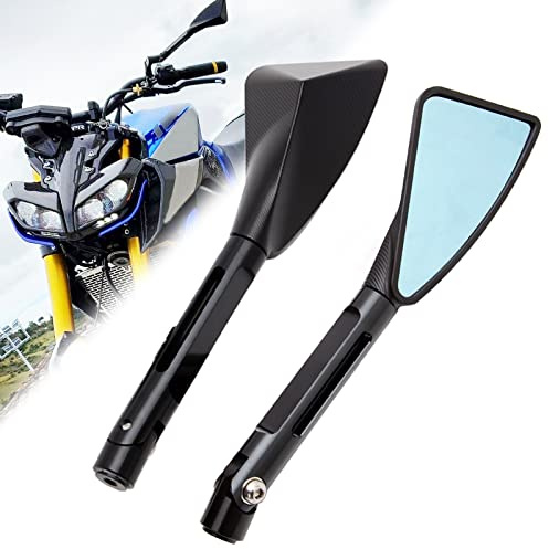 DREAMIZER Universal Aluminio Espejo Retrovisor de la Motocicleta, Triángulo 8mm 10mm Espejo Lateral de Moto Compatible con bicicleta de calle Bicicleta deportiva Dirt bike Cruiser(Negro)