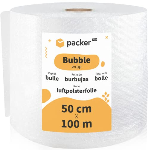 packer PRO Rouleau de papier bulle Idéal pour l'emballage, déménagement, protection, Expédition Colis 50 cm x 100 m de long