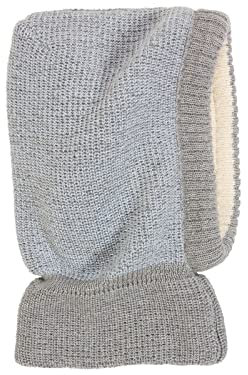 Bio Baby und Kinder Schalmütze 100% Bio-Baumwolle (kbA) und Schurwolle, Grau bleu, 54/56