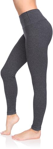 SOFTSAIL Leggings i bomull med hög midja för kvinnor, full längd, magkontroll, sport, gym, yoga, fitness, stretchiga byxor, enfärgade, slimmande, plus storlekar, LWP, grafit, 34 SE