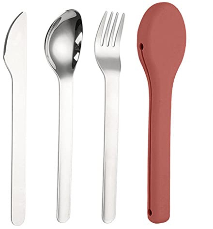 ARFUKA Portable Camping Utensil Set with Case - 3-Piece Stainless Steel Spork Knife Fork | Reusable Travel Cutlery Set for Adults & Kids | Lightweight for Picnic, Hiking, Backpacking, Office Lunch