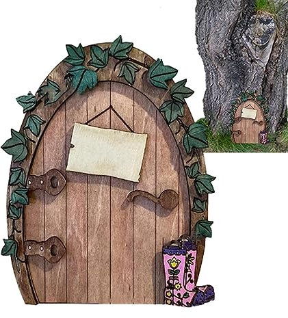 jardin fées, Noël Mini jardin en bois Extérieur Fée jardin, Dent Fleur Fées Porte secrète pour Mini Maison Fée Jardin Décoration Jardin Art Jardin Sculpture, Ornement pelouse