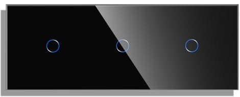 CNBINGO Touch Lichtschalter Glasscheibe Kristall Glasscheibe Glaspanel für Wandlichtschalter 1 Fach + 1 Fach + 1 Fach Schwarz 86mm