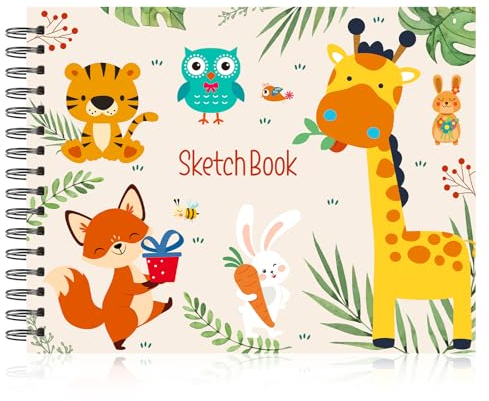 Zeichenblock Kinder, Skizzenbuch A4 Zeichenpapier mit Spiralbindung Malblock Sketchbook Geschenk für Kinder Malanfänger zum Zeichnen Schreiben Skizzieren