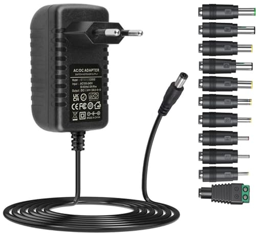 Dc24v 2a Cargador adaptador de corriente con 11 DC Plugs AC a DC 24 V 2 Amp 1,5 A 1 A transformador de conversión para banda LED, cámara, monitor PC, altavoz 24 V dispositivos