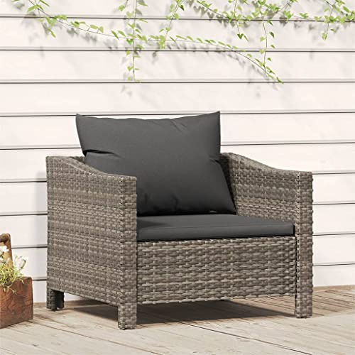 Willood Sillón de jardín con cojín ratán sintético Gris