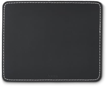 Hama Tappetino per mouse (tappetino per mouse per computer, gomma naturale, tappetino in gomma, mouse laser, ottico, 22 x 18 x 0,3 cm, elegante, pelle) nero