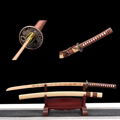 HJHUUA 103cm Bokken,natürliches Bambus-Katana mit Scheide,handgefertigte Samurai-Schwerter aus Holz für Cosplay,Ausstellung,Sammlung,Kendo-Training,Heimdekoration