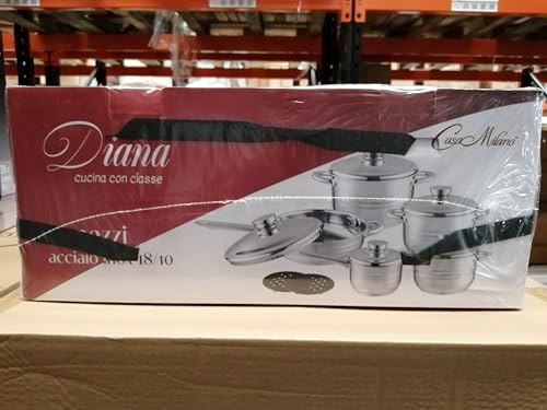 Avilia Batteria di Pentole 12 Pezzi in Acciaio Inox - Set di Pentole Adatto a Tutti i Tipi di Piano Cottura - Ogni Pentola è Dotata di Apposito Coperchio - Ideale per Cucinare Tutti i Tipi di Pietanze