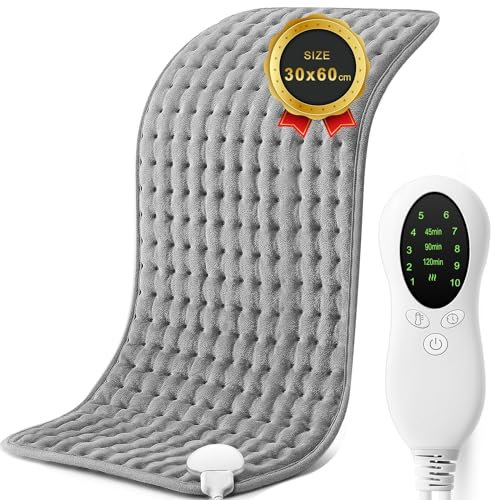 GLADTOP Heizkissen, Heizkissen mit Abschaltautomatik,3 Timer & 10 Temperatureinstellungen,Wärmekissen für Trockene und Feuchte,Rücken/Nacken/Schulter/Beinkrämpfe lindern,maschinenwaschbar (30 x 60cm)