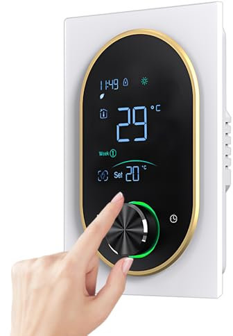 Irishom Termostato intelligente per acqua domestica, riscaldamento elettrico, acqua, caldaia a gas, termostato AC con touch screen digitale VA e pulsante regolabile