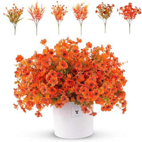 SHUOHONG Lot de 10 Fleurs Artificielles D'eucalyptus, Feuilles d'automne Artificielles Plantes, Bouquet Fleur Artificielle, Deco Automne, Plantes Artificielles pour Intérieur et Extérieur (A)