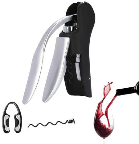 Sacacorchos vertical compacto para botellas de vino, sacacorchos ergonómico de palanca vertical, sacacorchos y abridores, incluye tornillos antiadherentes adicionales