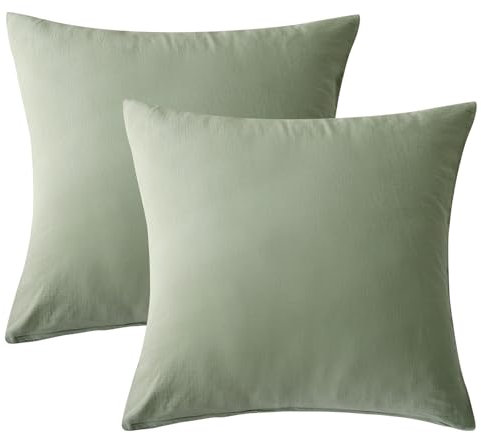 SOULFUL Doppelte Muslin Kissenbezug 40x40 Baumwolle, Kissenbezüge 2 Teilig mit Reißverschluss, ÖkoTex Zertifiziert, Lakritzgrün