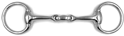 Equine Smile ES0123 Gebiss Olivenkopfgebiss Olivenkopftrense Doppelt Gebrochen aus Edelstahl Ringdurchmesser 55 mm Gebissstärke 14 mm (14.5 cm)
