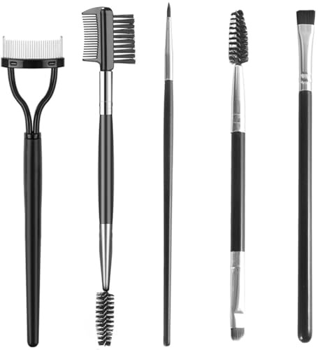 Augenbrauenpinsel, 5-teiliges Set, feiner Eyeliner-Pinsel, Augenbrauenpinsel, Wimperntrenner, Augenbrauenkamm, feine Eyeliner-Pinsel, professionelle Augen-Make-up-Werkzeuge