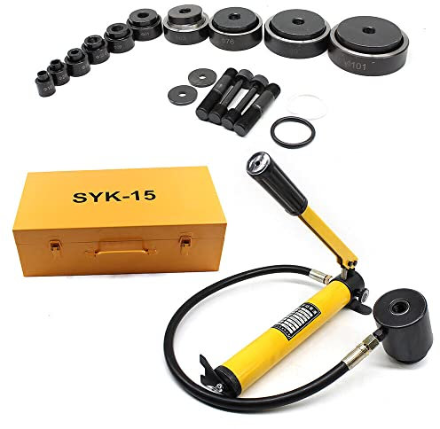 Hydrauliskt hålstansningsset 16–101 mm knockout-håldrivarsats med handpump, hålverktyg 10 stansformar, cylinder hålstansning, hydraulpump