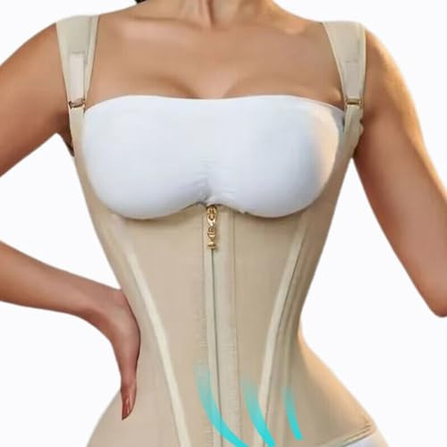 Genérico Chaleco Moldeador de látex Estilo Faja Abdominal, Prenda Exterior Retro con Cremallera y Botones.(Black,S)#1
